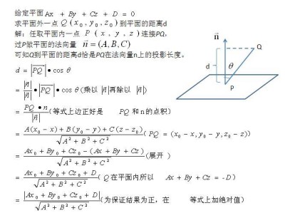 點到平面的距離公式,是怎麼推出來的